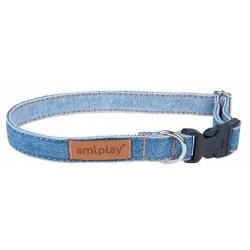 AMIPLAY Obroża regulowana Denim - Niebieska S