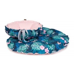 LAUREN DESIGN Legowisko DAISY - tropic / różowe minky 80 cm