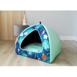 LAUREN DESIGN Budka BELLA - tropic + minky mięta (pikowana) 40 x 40 cm