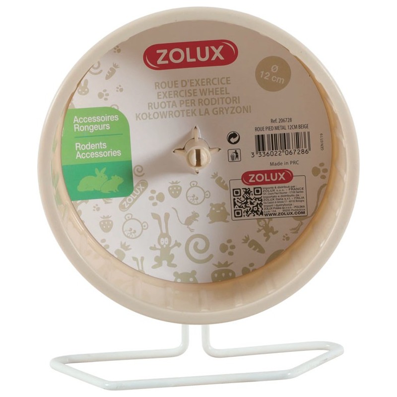 ZOLUX Kołowrotek plastikowy na metalowej podstawie 12 cm - beżowy