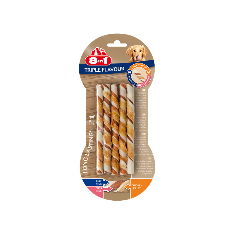 8in1 Przysmak Triple Flavour Twisted Sticks 10 szt.
