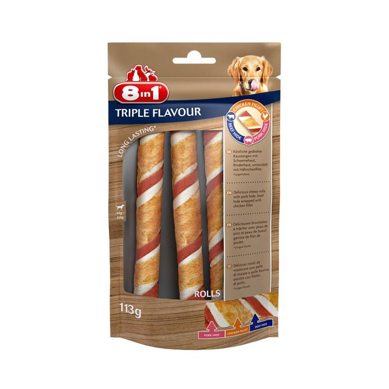 8in1 Przysmak Triple Flavour Rolls - 3 rolki (113g)