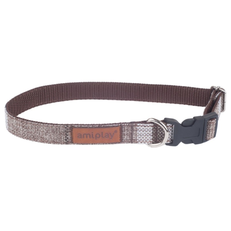 AMIPLAY Obroża regulowana London - Brązowa XL