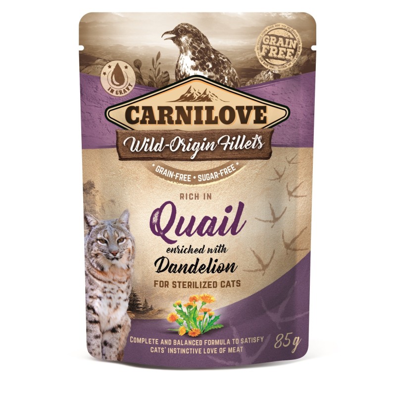 CARNILOVE CAT Pouch Quail and Dendelion Sterilized (saszetka) 85g