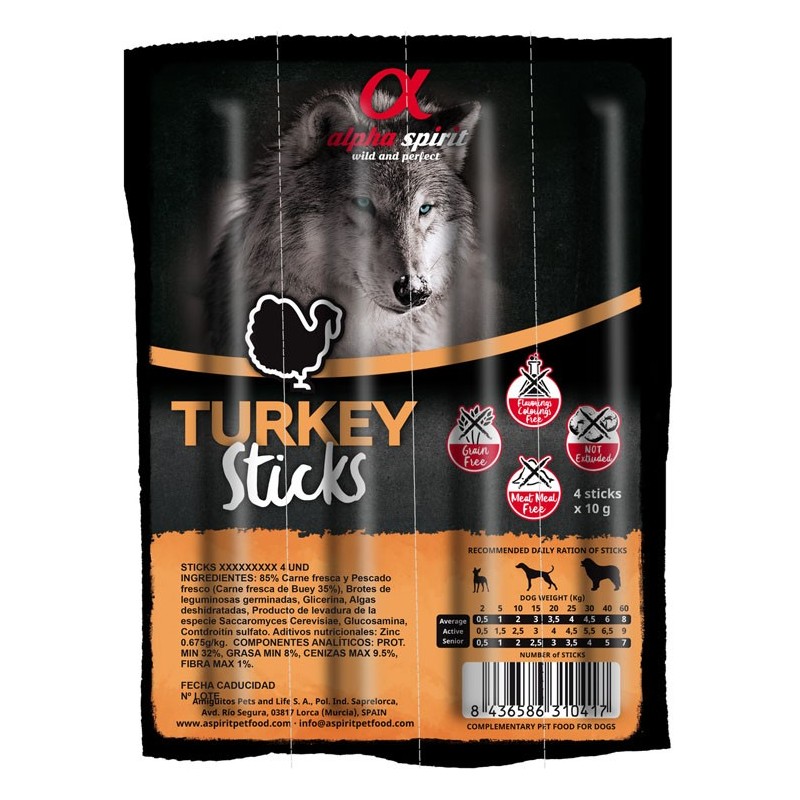 ALPHA SPIRIT Przysmak Turkey Sticks (4 paluszki) - z indykiem