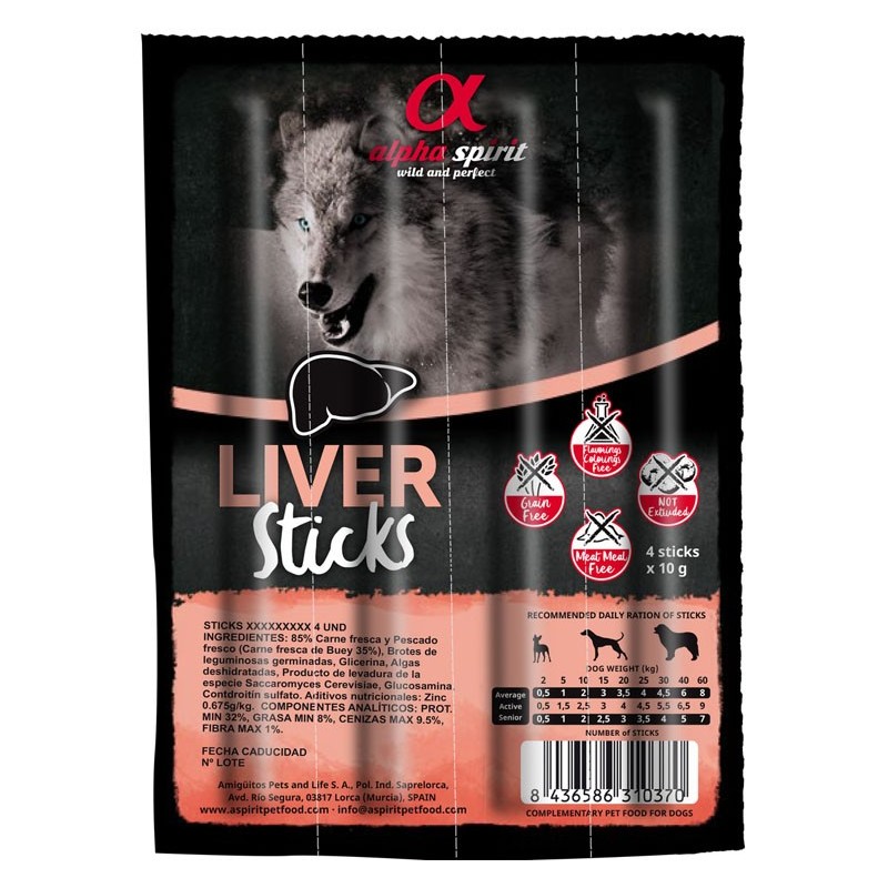 ALPHA SPIRIT Przysmak Liver Sticks (4 paluszki) - z wątróbką