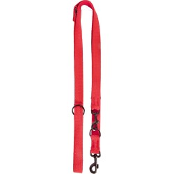 DINGO Smycz przedłużana z taśmy bawełnianej - czerwona 1,6cm x 120-220cm