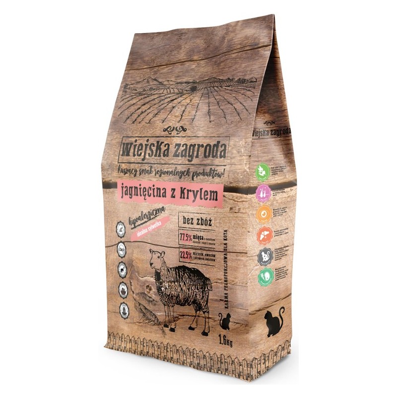 WIEJSKA ZAGRODA dla kota - Jagnięcina z krylem 5kg