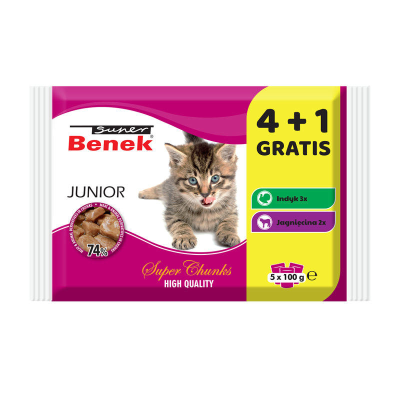 SUPER BENEK Junior Mix smaków 5x 100g (4 + 1 GRATIS)