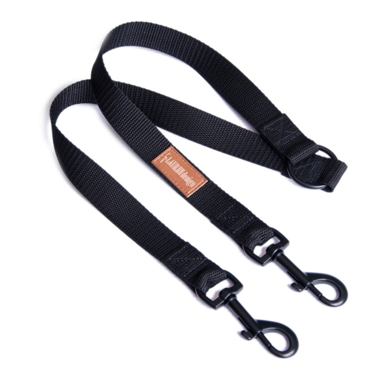 LAUREN DESIGN Classic Dwójnik do smyczy - czarny 2,5 cm