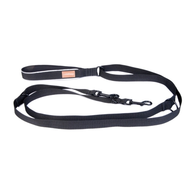 LAUREN DESIGN Classic Smycz przepinana - czarna 2cm x 145cm - 240cm