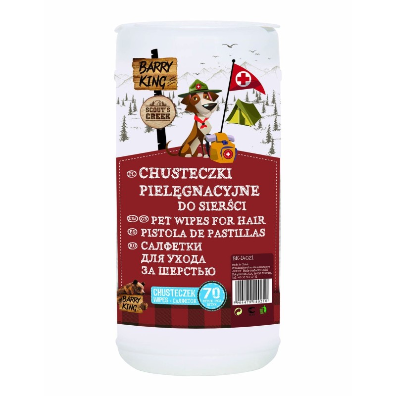 BARRY KING Chusteczki pielęgnacyjne do sierści 70 szt. / op.