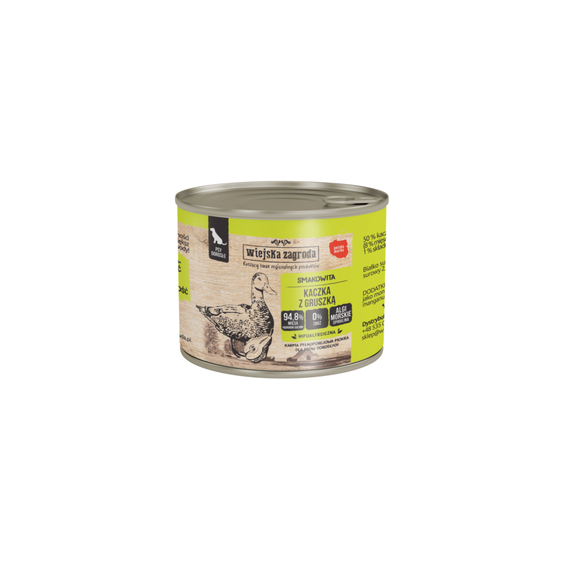 WIEJSKA ZAGRODA dla psa - Kaczka z gruszką (puszka) 6x 400g