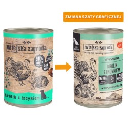 WIEJSKA ZAGRODA dla psa - Królik z indykiem (puszka) 400g