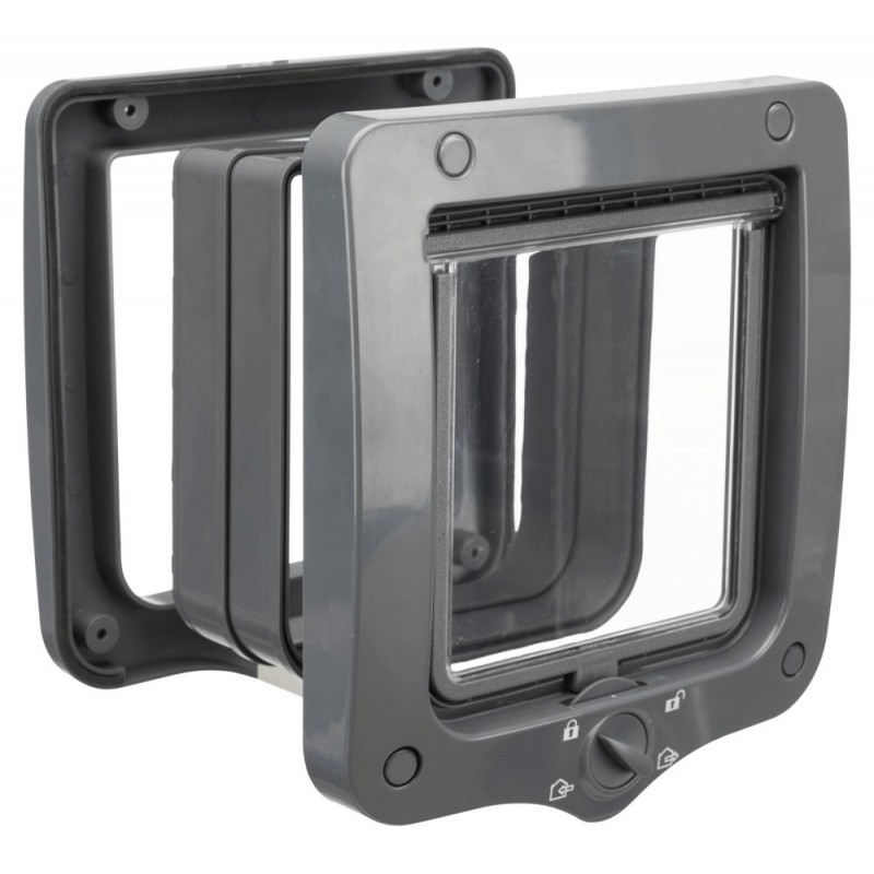 TRIXIE Dwustronne drzwi z tunelem dla kota wahadłowe 4-way - Szare