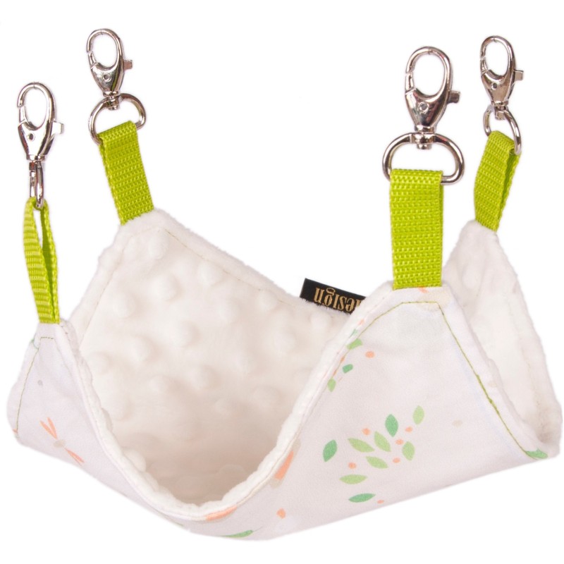 LAUREN DESIGN Hamak dla gryzoni - las + biały minky 20cm x 20cm