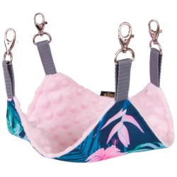 LAUREN DESIGN Hamak dla gryzoni - tropic + róż minky 20cm x 20cm