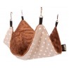 LAUREN DESIGN Hamak dla gryzoni - białe kropki na beżowym tle + brąz minky 20cm x 20cm