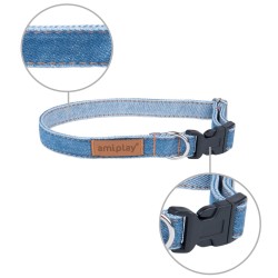 AMIPLAY Obroża regulowana Denim - Niebieska XL