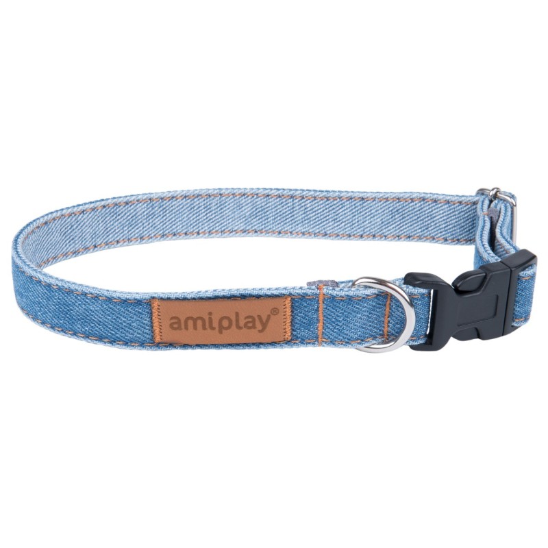 AMIPLAY Obroża regulowana Denim - Niebieska S