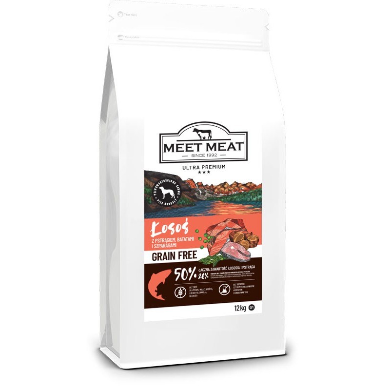 MEET MEAT Grain Free Salmon & Trout - Łosoś z pstrągiem, batatami i szparagami 2x 12kg