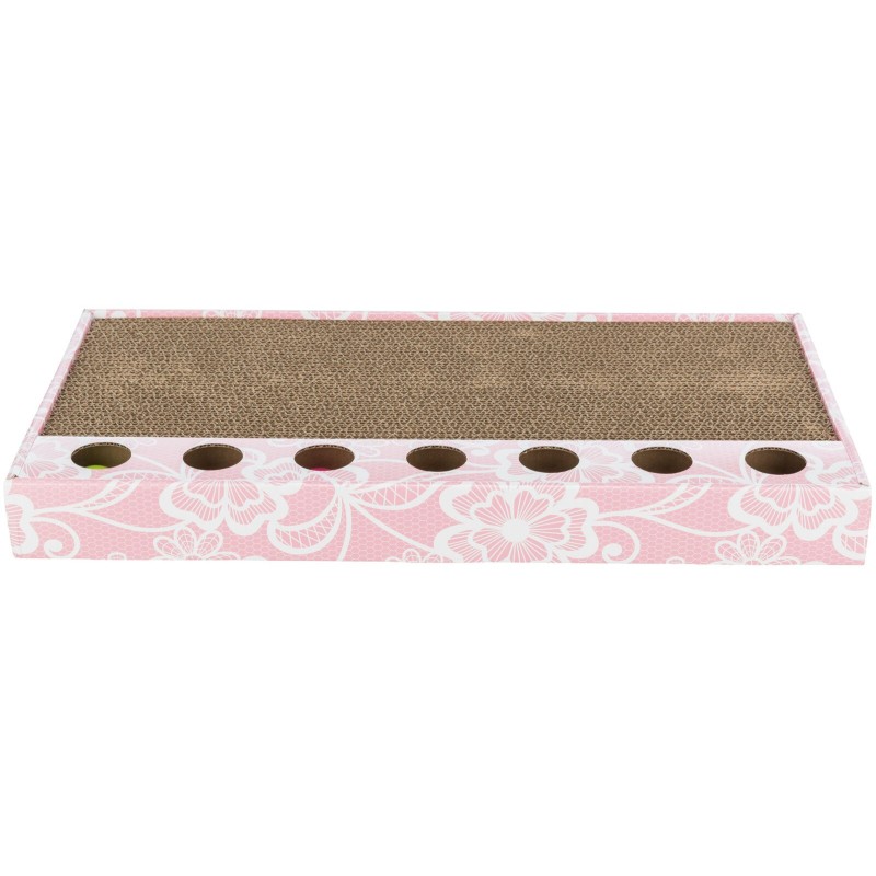 TRIXIE Drapak kartonowy z zabawkami (48 x 25 cm) - różowy