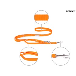 AMIPLAY Smycz regulowana 7 in 1 Samba - Pomarańczowa XL