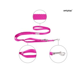 AMIPLAY Smycz regulowana 7 in 1 Samba - Różowa XL