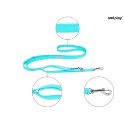 AMIPLAY Smycz regulowana 7 in 1 Samba - Turkusowa L