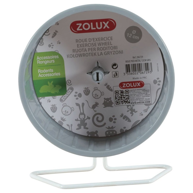 ZOLUX Kołowrotek plastikowy na metalowej podstawie 12 cm - szary