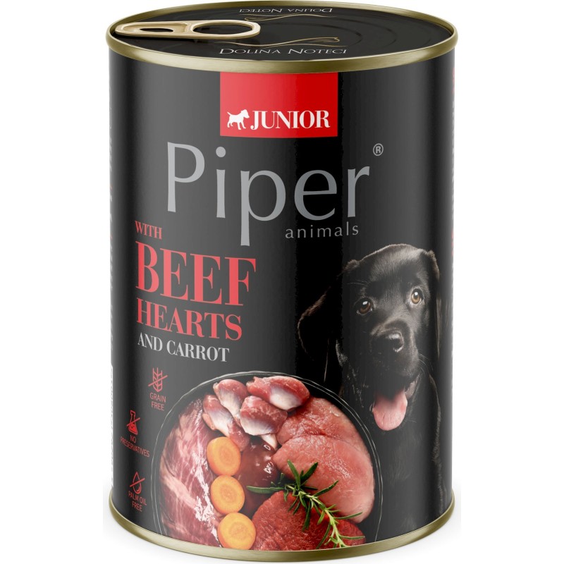 DOLINA NOTECI PIPER Junior z sercami wołowymi i marchewką 400g