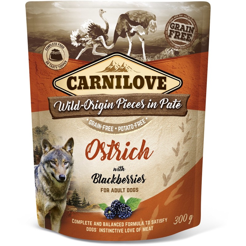 CARNILOVE DOG Pouch Ostrich and Blackberries (saszetka) 12x 300g