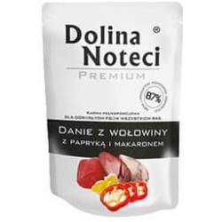 DOLINA NOTECI Danie dla Psa Wołowina z Papryką i Makaronem (saszetka) 12x 300g