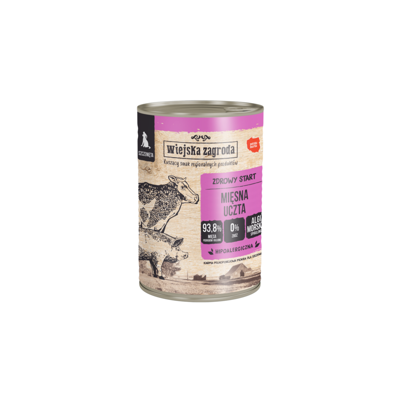 WIEJSKA ZAGRODA dla szczeniąt - Mięsna uczta 6x 400g