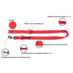 DINGO Smycz przedłużana z taśmy bawełnianej - czarna 2,0cm x 120-220cm