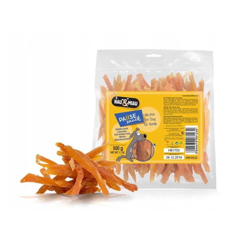 HAU MIAU Pause Snack - Miękkie paski z kurczaka 500g