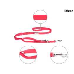 AMIPLAY Smycz regulowana 7 in 1 Samba - Czerwona M