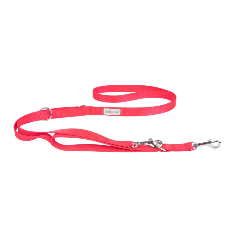 AMIPLAY Smycz regulowana 7 in 1 Samba - Czerwona L