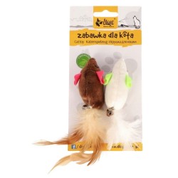 DINGO Zabawka dla kota myszki 2szt. pluszowe - brązowa / ecru