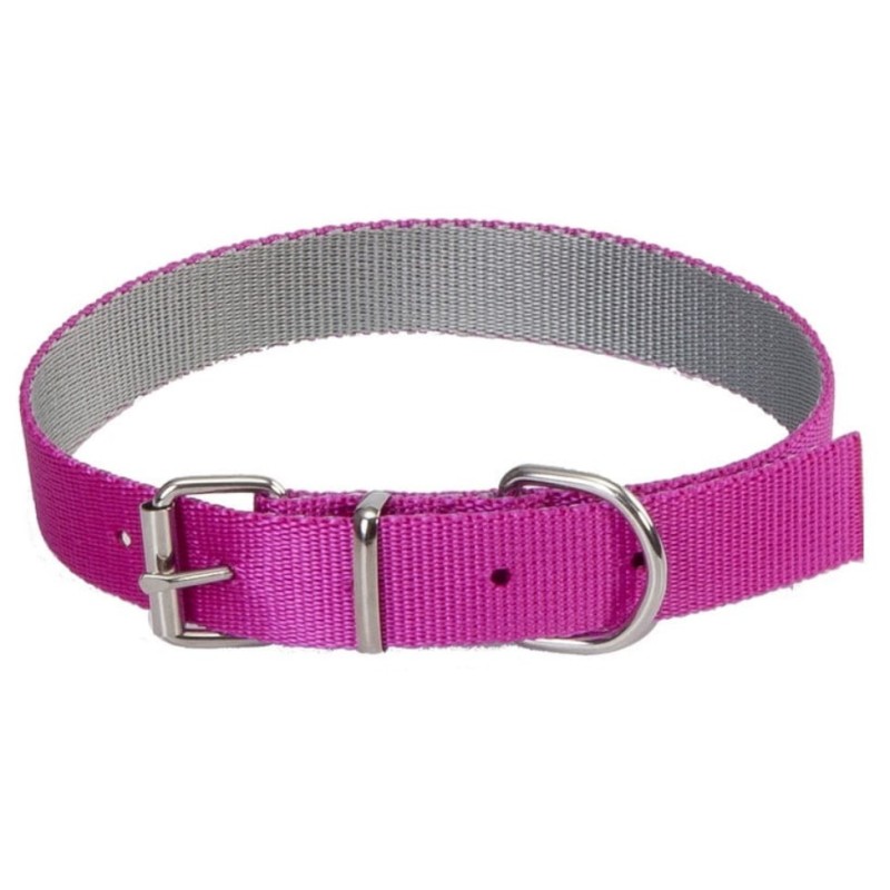 DINGO Obroża Silver (pojedyncza taśma) 1,6 x 40cm różowo - szara