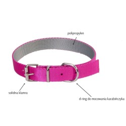 DINGO Obroża Silver (pojedyncza taśma) 1,6 x 40cm różowo - szara