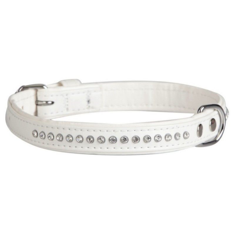 DINGO Obroża Glamour szer. 14 mm x 25 cm - biała