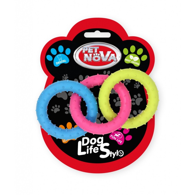 PET NOVA 3 połączone kółka o aromacie mięty 18,5cm - kolorowe