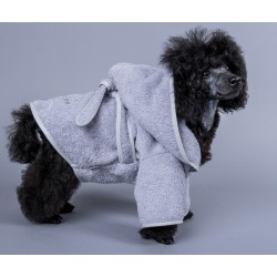 AMIPLAY Spa Szlafrok kąpielowy dla psa - Szary 25 cm