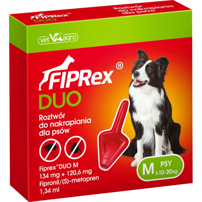 FIPREX DUO Krople M (10 - 20 kg) (1 pipeta x  1,34 ml)