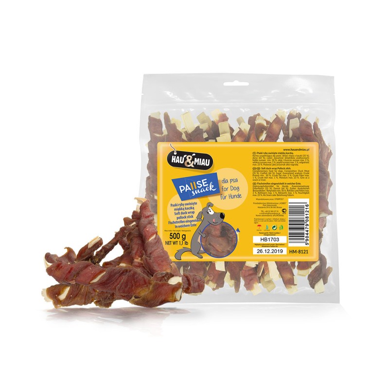 HAU MIAU paski ryby owinięte miękką kaczką 500g