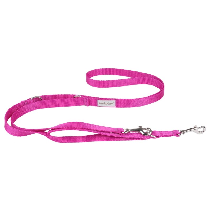 AMIPLAY Smycz regulowana 7 in 1 Samba - Różowa M