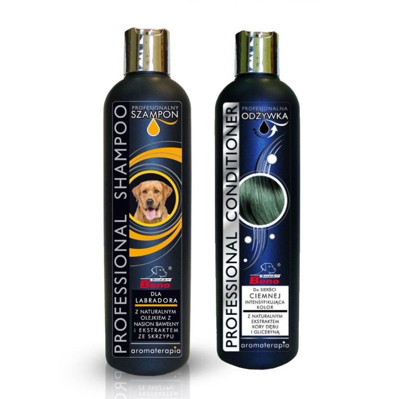Zestaw dla Labradora o ciemnej sierści: Szampon i Odżywka SUPER BENO PROFESSIONAL