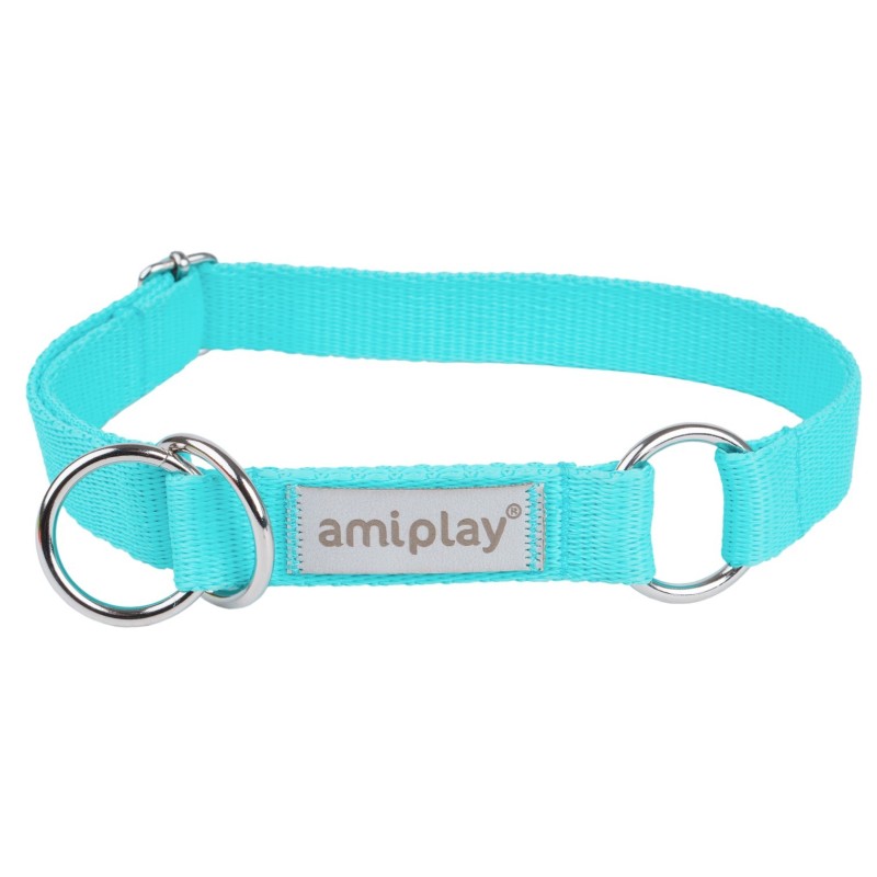 AMIPLAY Obroża półzaciskowa Samba - Turkusowa L