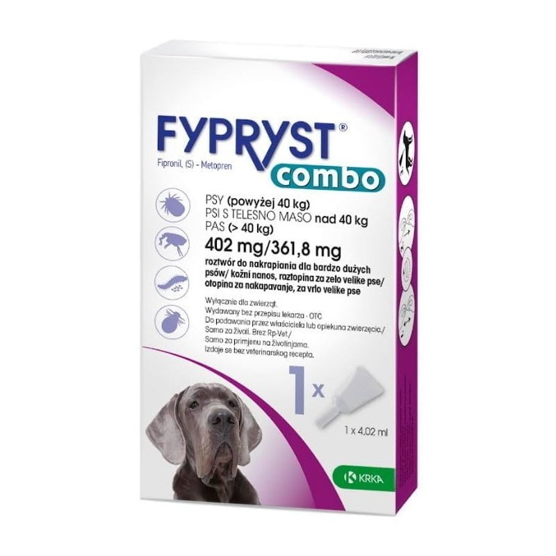 KRKA Fypryst Combo powyżej 40 (402mg/4,02ml) - 1 pipeta 3x 1 pipeta